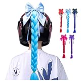 Motorcycle Helmet Pigtails Helmet Ponytails Sky Blue Helmet Twisted Hair Decoration Used for Any Matt Helmet