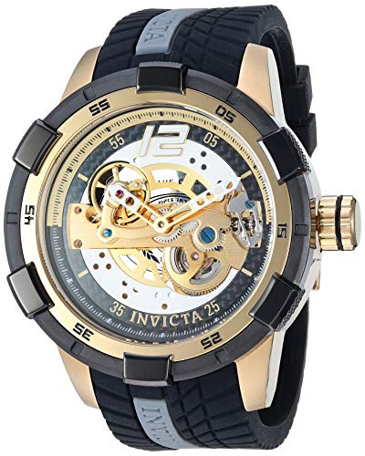 Invicta Men's S1 Rally Stainless Steel Automatic-self-Wind Watch with Silicone Strap, Black, 24