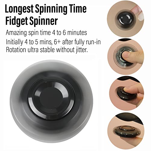 Image of FREELOVE Premium Metal Fidget Spinner for Adults, Stainless Steel Heavy Silent Spinner with Precision Bearing, Small Office Desk Toy & EDC for Stress Relief Focus ADHD, Mini Zirconium Alloy Black