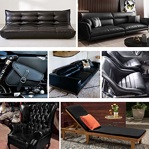 Meneng MEN-PG0005 Marine Vinyl Upholstery Faux Leather: Meneng Black Grain Faux Leather 54 Inchx36 Inch Marine Vinyl Fabric Waterproof Durable thumb #5