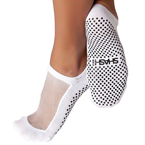 Shashi White Mesh Non Slip Ergonomic Socks Pilates Barre Ballet Yoga Dance White