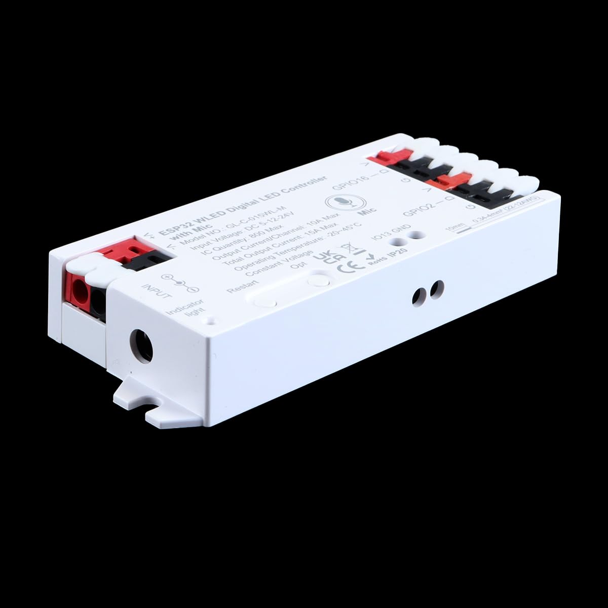 Controlador De Tira WLED ESP32 Con Micrófono, Puerto De Descarga UART, Más De 100 Efectos De Iluminación DIY, RGB + IC Inteligente WLED