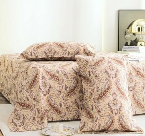 Image of FRESH FROM LOOM Elite 240 TC King Size Flat Sheet Set - 100% Cotton, Skin-Friendly Ultra-Soft 240 TC Luxury Cotton King Bedsheet Set with Pillow Covers, Coffee, Size- 108x108 inch