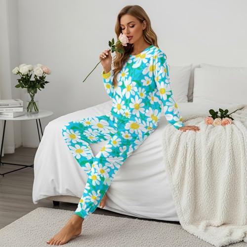 Image of Women's Pajamas Set Soft 2 Piece Loungewear Long Sleeve Pj Set Matching Sleepwear with Pockets for Women Plus Size