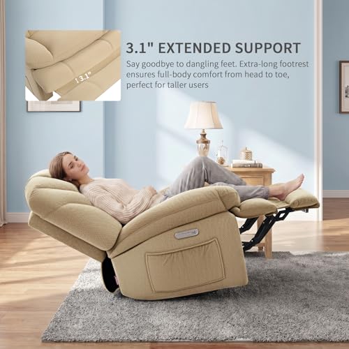 Sillón reclinable tejido beige grande miniatura 5