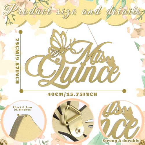 Image of Yuntau Mis Quince Sign Quinceanera Decorations 15th Birthday Quinceanera Party Backdrop Wooden Banner Wall Decor Golden Mis Quince 15th Birthday Gift Wall Bedroom Photo Booth Decor Gift
