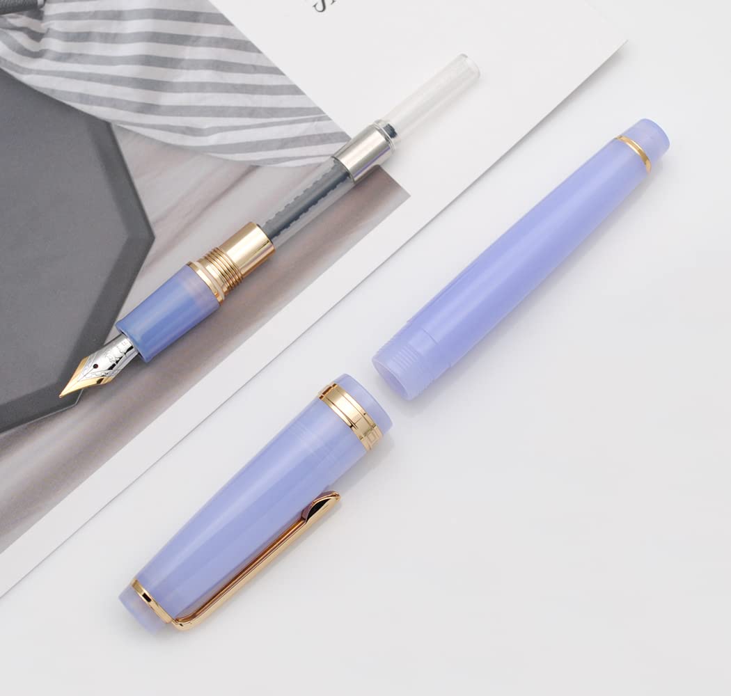 JINHAO 82 Celluloid Fountain Pen Acrylic Ink Pen with Ink Converter (Fine Nib, Gold Clip-Transparent Violet) - Image 4