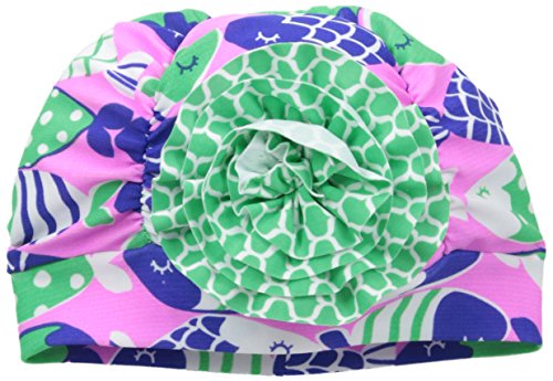 Flap Happy Girls' UPF 50+ Lil Swimmer Cap, Fish Bliss, X-Small