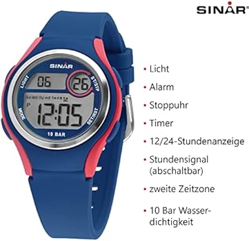 SINAR Jeugd Horloge Polshorloge Digitale Quartz Meisje Silicone Lint Xe 64 8 Grijs Roze