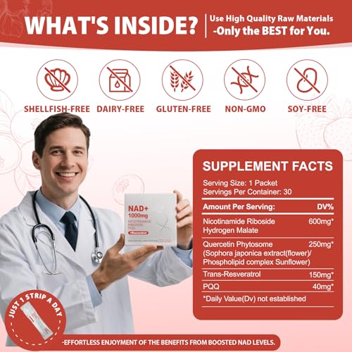 1000mg high-potency nad liquid supplement nicotinamide riboside amp resveratrol with pqq boosts cellular energy focus amp healthy aging - 1 pc