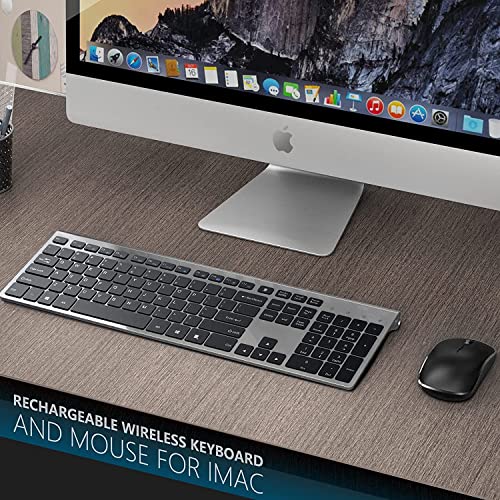 Rechargeable Wireless Keyboard Mouse-J Joyaccess 2.4G Full Size Thin Wireless Keyboard And Mouse With Long Battery Life, Ergonomic And Compact Design For Laptop,Pc,Desktop,Computer,Windows-Black& Grey #TOP6