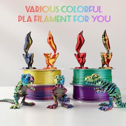 Image of FiLAMONT PLA Silk Filament 1.75mm, 3D Printer Filament, Shiny Silk 1.75 PLA Filament, 1kg(2.2Lbs) /Spool (Silk Emerald Green,Purple Yellow)