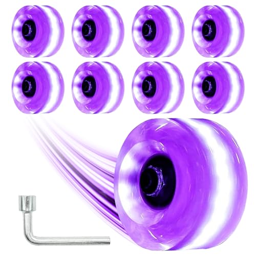 Nezylaf Light Up Roller Skate Wheels 8 Pack, 78A Hardness LED Skateboard Wheels...