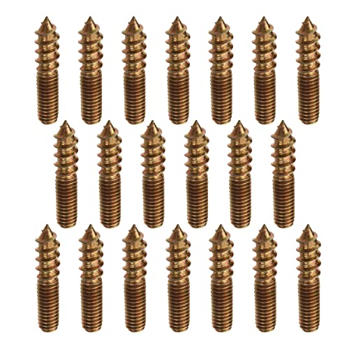 Image of 20Pcs Carbon Steel Double Headed Hanger Bolts 1.18 inch Length Self-Tapping Screw for Furniture Installation M6x30 Bronze