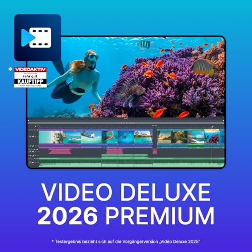 MAGIX Video deluxe Premium 2026 - Videobearbeitung für alle | Videobearbeitungsprogramm | Videoschnittprogramm | für Windows 10/11 PC | 1 Download Lizenz für 2 Geräte MAGIX Video deluxe Premium 2026 - Videobearbeitung für alle | Videobearbeitungsprogramm | Videoschnittprogramm | für Windows 10/11 PC | 1 Download Lizenz für 2 Geräte