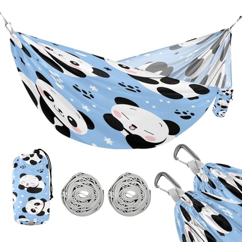 ATTX Cute Cartoon Panda Camping Hammock - Lightweight & Portable Hammocks, Heavy Duty 330lbs Capacity for Indoor, Hiking, Backpacking, Travel, Backyard, Beach#116