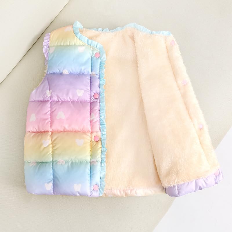 Kids Girls Puffer Vest Winter Lightweight Waistcoat Sleeveless Snap Button Jacket Gradient Purple 3 Years2