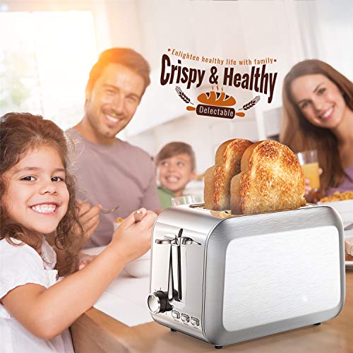 Toaster 2 Slice Stainless 2 Slice Toaster Best Rated Prime Wide Slot Toaster with Removable Crumb Tray 7 Bread Shade Settings, Bagel, Defrost, Cancel Function