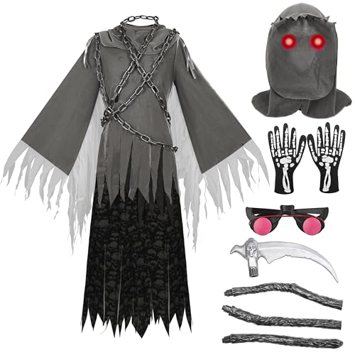 Disfraz Infantil Unisex Grim Reaper Ojos Rojos Luminosos miniatura 4