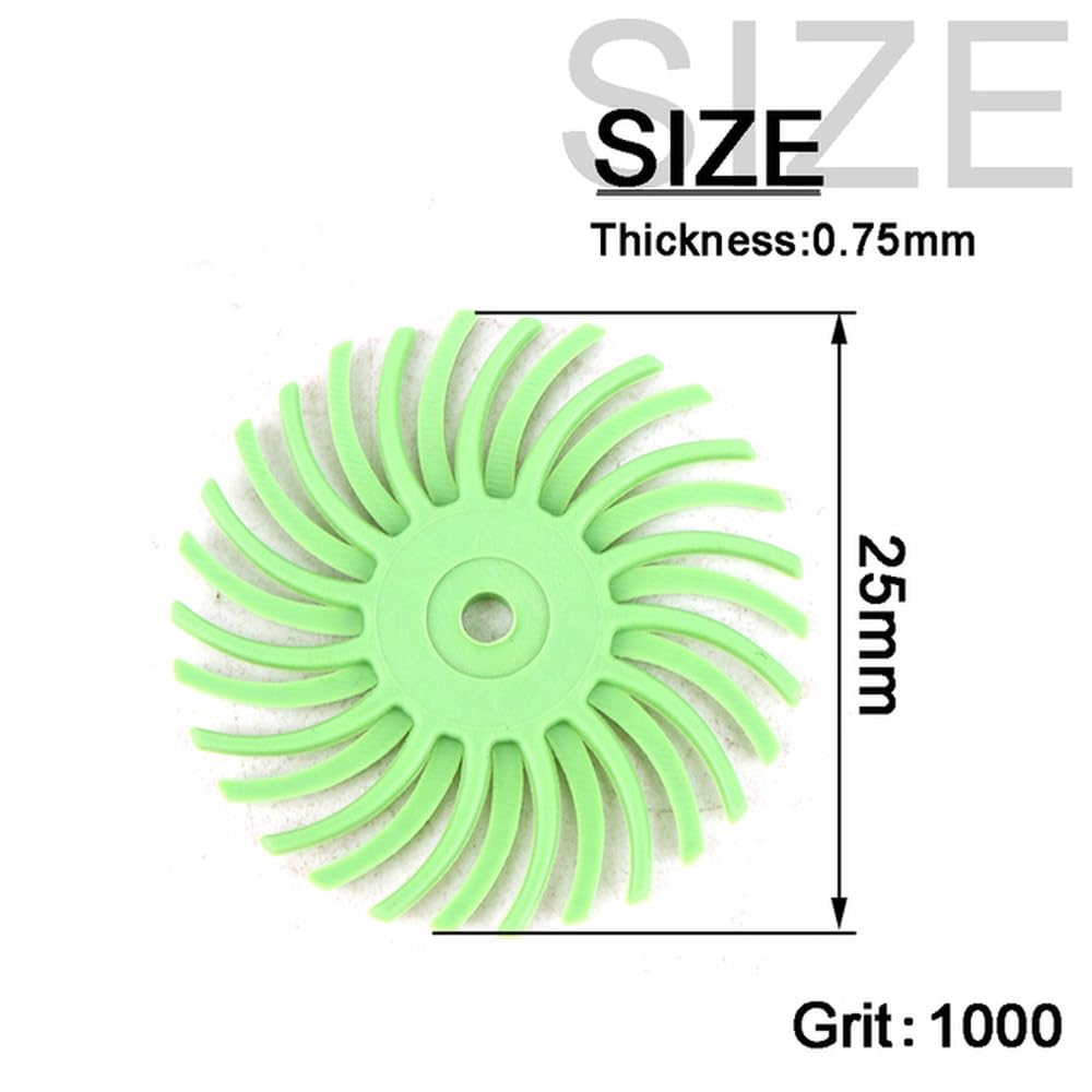 1Inch Radial Bristle Disc Kit Abrasive Brush 3/2.35mm Shank Detail Polishing Wheel for Rotary Tool Mixed Coarse Disc Suit,Light Green,100PCS
