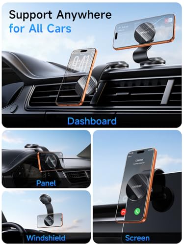 ANDERY Car Phone Holder for MagSafe [360° Adjustable Memory Alloy Arm | 2400gf Strongest Magnetic Power] Bendable Car Mount, Phone Holders for Your Car for iPhone and All Smartphones, Carbon Fiber - image 2