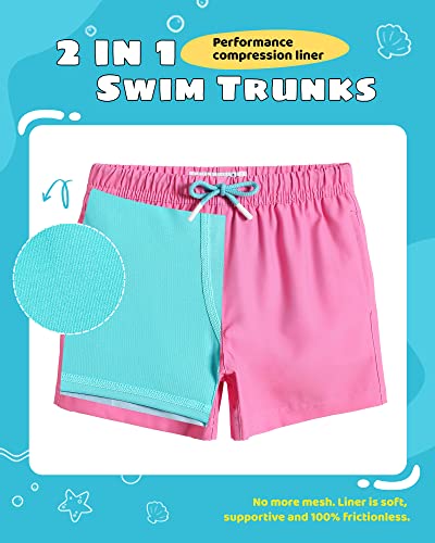 Image of maamgic Boys Swim Trunks with Compression Liner Toddler Stretch Swim Shorts
