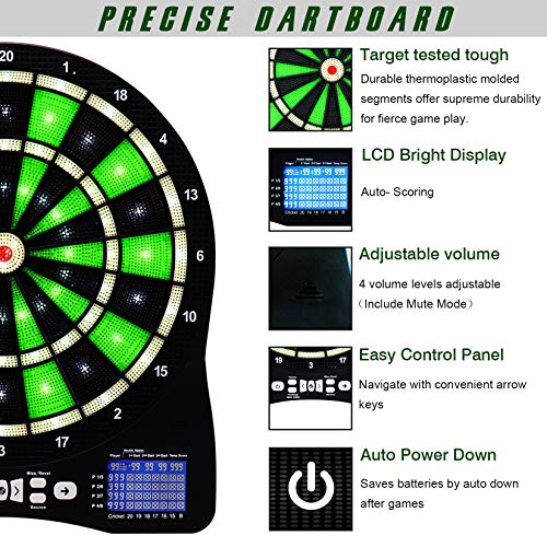image for Turnart Electronic Dart Board,13 inch Illuminated Segments Light Based