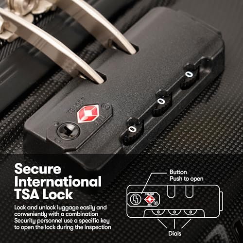 24 Inch Luggage, Hardside Suitcase with Spinner Wheels, Lightweight Hard Shell Checked Luggage, TSA Approved Lock, Black3
