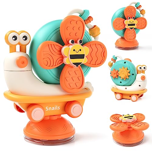 Image of Suction Cup Spinner Toys for 1 Year Old Boys Girls, Sensory Fine Motor Infant Travel Toys Montessori for Babies 6-12-18 Months, Birthday Gifts for 1-3 One Year Old, Newborn Toddler Bath Toys