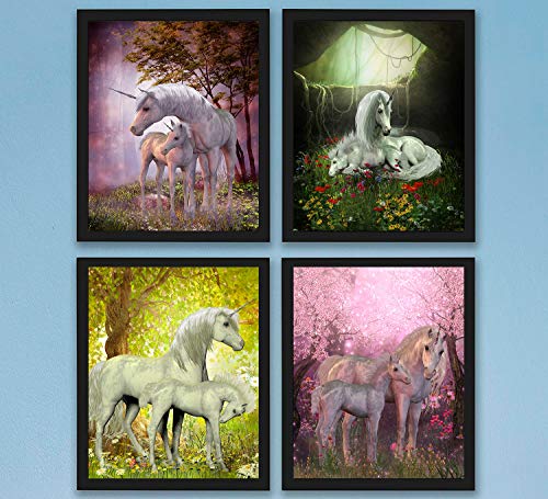 Thenamestore Unicorn Room Decor Art Prints 4 Pack | Set Of Four Photos 8X10 Unframed | Great Gift For Unicorn Party Supplies Or Unicorn Girls Birthday #TOP1