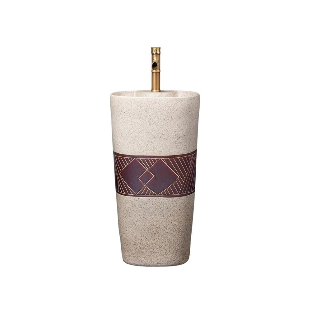 Zhaoj24-05 One Color Pedestal Sink Pedestal Outdoor Wash Basin With Faucet And Drain One Piece Garden Ceramic Sink