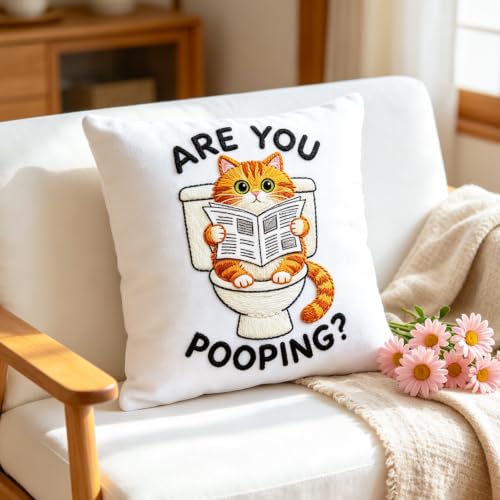 Image of BEUNITONE 4 Pack Beginner Embroidery Kit for Adults, Funny Animal Pre-Stamped Pattern Needlepoint Kits with Hoop, Tools & Instruction, 7.9 inchx7.9 inch Hand Embroidery Kits for Fabric and Home Decor