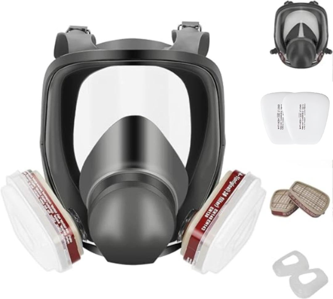 SEVIA Full Face Respirator Mask - Reusable Gas Mask with Filter Cartridges for Painting, Sanding, Asbestos, Fume, Resin and Dust, Chemical Work Protection, Welding, Woodworking(1Pcs)-picture-17