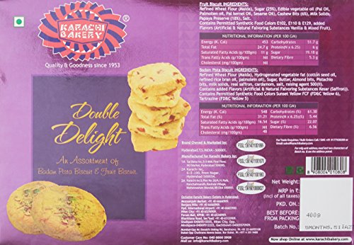 Image of Karachi Bakery Double Delight Fruit Biscuit with Badam and Pista, 400g (Pack of 3)