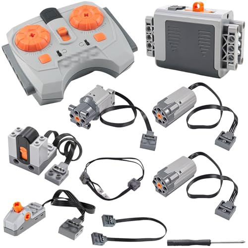 guobinZH Technology Power Functions 9 Piezas Kit de Motor con Funciones de Potencia con Control Remoto M L Servomotor Caja de Batería Cable de Extensión para Modelos de DIY Bloques Motor-Tren