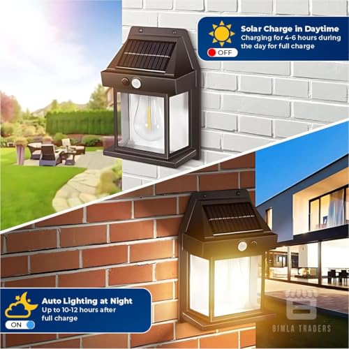 Image of Btag Sun-Powered Wall Light Outdoor with Motion Sensor - Waterproof Exterior LED Sconce Lamp, Auto Charging Security Light for Porch, Patio, Garden, Pathway & Yard Lighting. PO2 (XL)