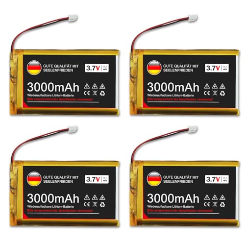 4 pilas de litio de 3,7 V 3000 mAh 1S 1C LiPo con placa de protección, cinta aislante de goma, conector Micro JST 1,25 para placa de desarrollo Arduino Node MCU ESP32