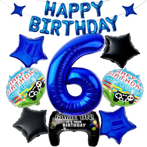 40 Inch Video Game Themed Number 6 Balloon Set