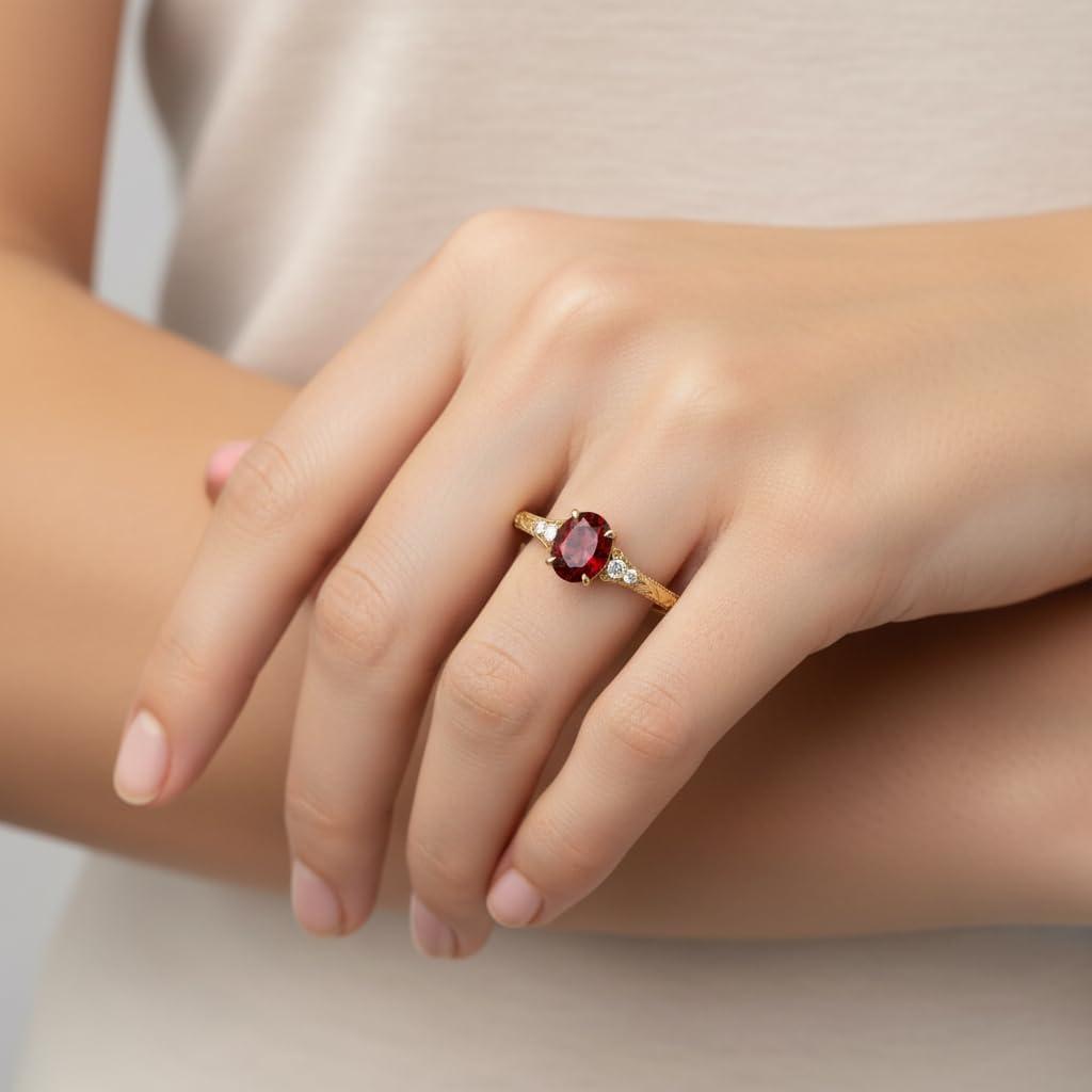 Vintage Oval Cut Gemstone Engagement Rings for Women Vintage Gemstone Rings S925 Sterling Silver/10K/14K/18K Gold Birthstone Promise Anniversary Ring for Her(1-5 Carat)