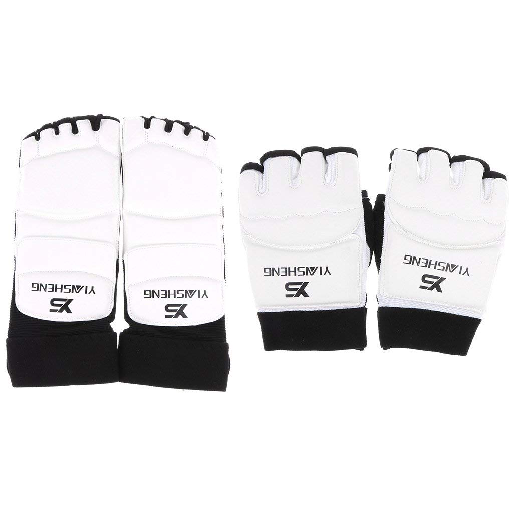 1 paire de demi-gants de protection pour les mains + 1 paire de protège-pieds pour le taekwondo, les arts martiaux, la protection des vêtements