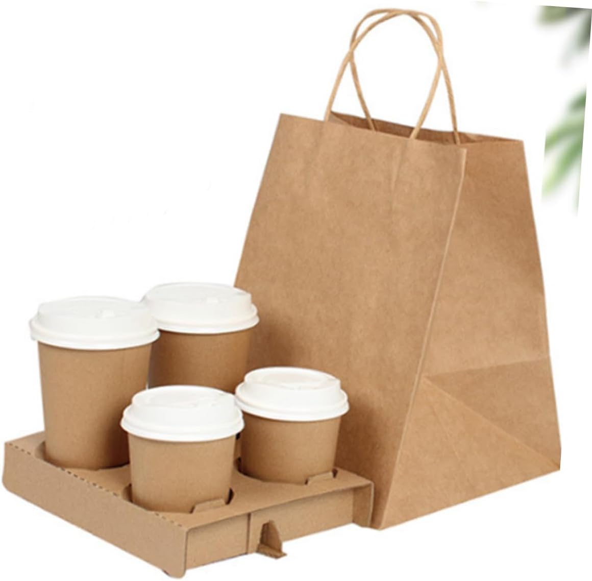 VALICLUD 50Pcs Corrugated Paper Drink Carrier Tray for Cups Sturdy Takeout Beverage Accessory for Shops Food Trucks Cafes and More