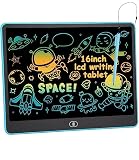 LCD Kinder Schreibtafel,16 Zoll Bunte Bildschirm Schreibtablett, Maltafel Kinder löschbarem Handschrift Block,Wiederholtes Schreiben Und Zeichnen für Mädchen Jungen Spielzeug 3 4 5 6 Jahre Geschenke