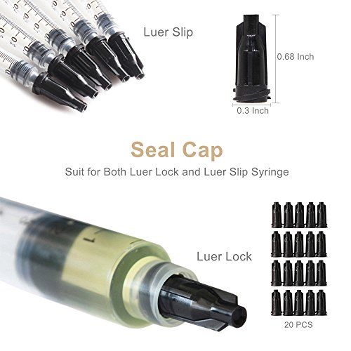 BSTEAN Syringe Blunt Tip Needles Caps Refilling and Measuring E-Juice, E-Liquids, E-cigs, Adhesives, Vape, Oil or Glue Applicator (Pack of 20)