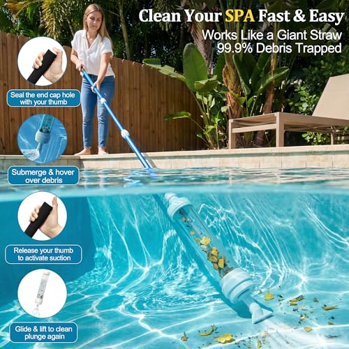 Spa Vacuum Compatible with 6250 Paradise Power, No Pumping, No Batteries or Electricity, Powered by Water Pressure, Cordless Hot Tub Vac Cleaner Picks up Leaves, Sand&Debris, with Telescopic Handle by Wallace Forge - Image 3