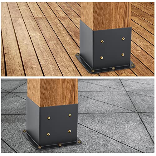 AXWHYS 6x6 Post Base 4 Pcs, (Inner Size 5.6x5.6) Post Anchors, 13GA Thick Solid Steel & Black Powder Coated,Deck Post Brackets Support Deck Base Plate Pergola Brackets Fence Kit