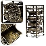 mobilier salon de coiffure pas cher  Chariot De Beauté Rétro 4 Tiroirs Chariot De Coloriage Salon De Coiffeur Plateau De Rangement De Coiffure Mobilier De Mode Professionnelle Organisateur De Tatouage Spa Avec Support Sèche-Cheveux