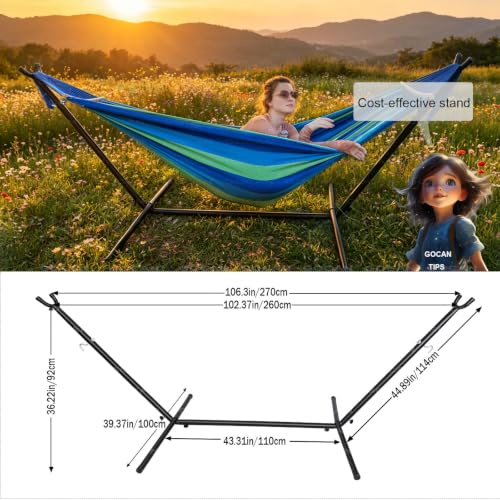 Image of GOCAN Hammock Stand, Heavy Duty Adjustable Steel Hammock, 9-Foot, 500-Pound Capacity, Weather Resistant and Easy to Assemble
