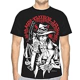 Dtwo Hellsing Shirt Men's Breathable Pattern Cool Short Sleeve T Shirt Personalized Cartoon Top Tees Black X-Large