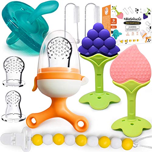 Baby Food Feeder Pacifier Fruit Teething Mesh Baby Flake Food Pacifier by BIGSPINACH Small Baby Toys 6 to 12 Months