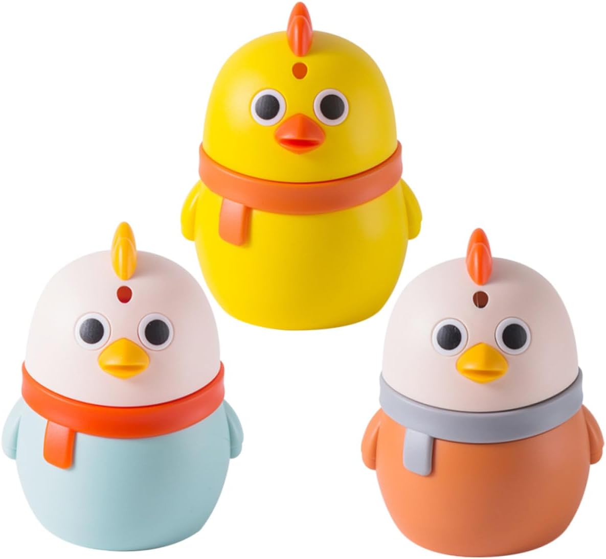 ULTECHNOVO 3pcs Cartoon Press-type Toothpick Dispenser Set Plastic Toothpick Holder Container with Cute Chick Design Kitchen Organizer for Home and Dining Table